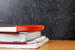 Books on a table.